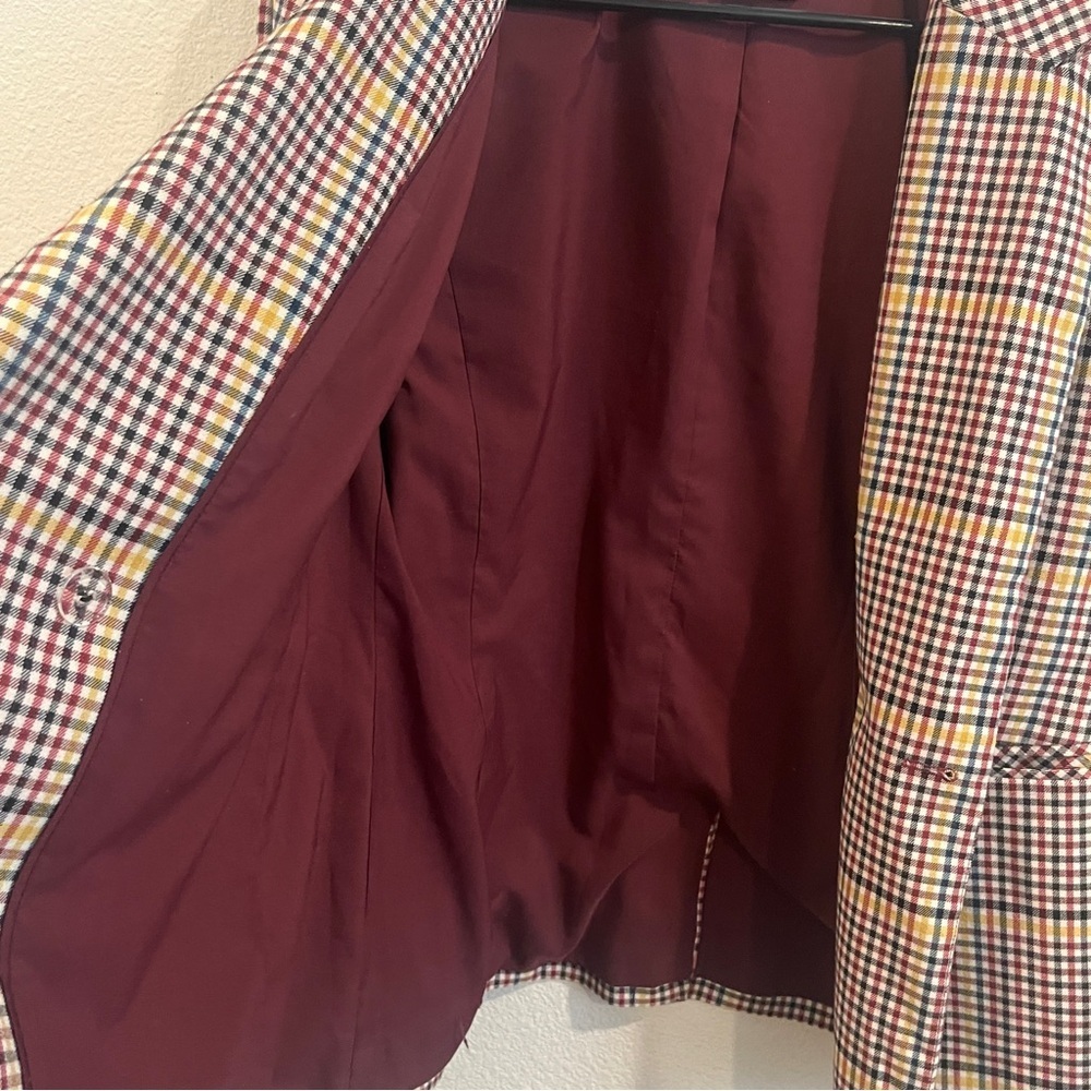 1901 Women’s rusty autumn colored plaid blazer size 10 fun blue under collar - Picture 8 of 14